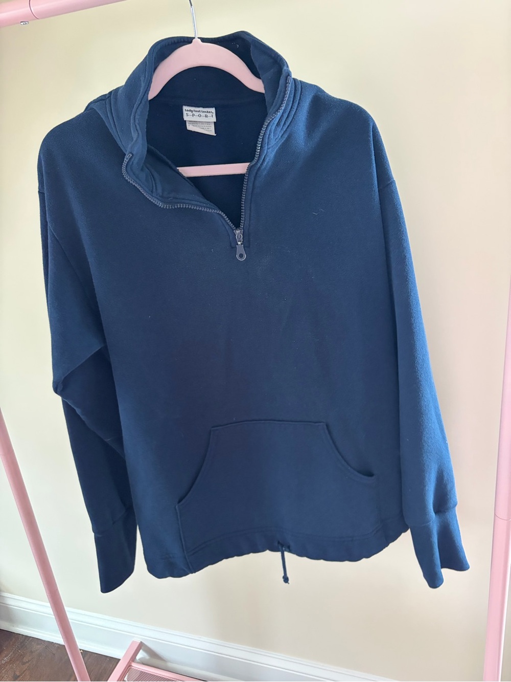 Vintage ladies Foot Locker SPORT Half Zip Lined Sweatshirt with Pocket Navy